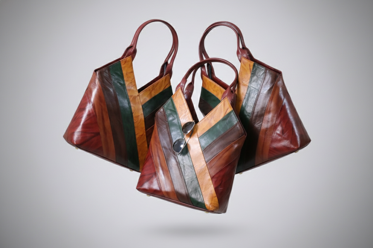 Multi-Tone Leather Tote Bag